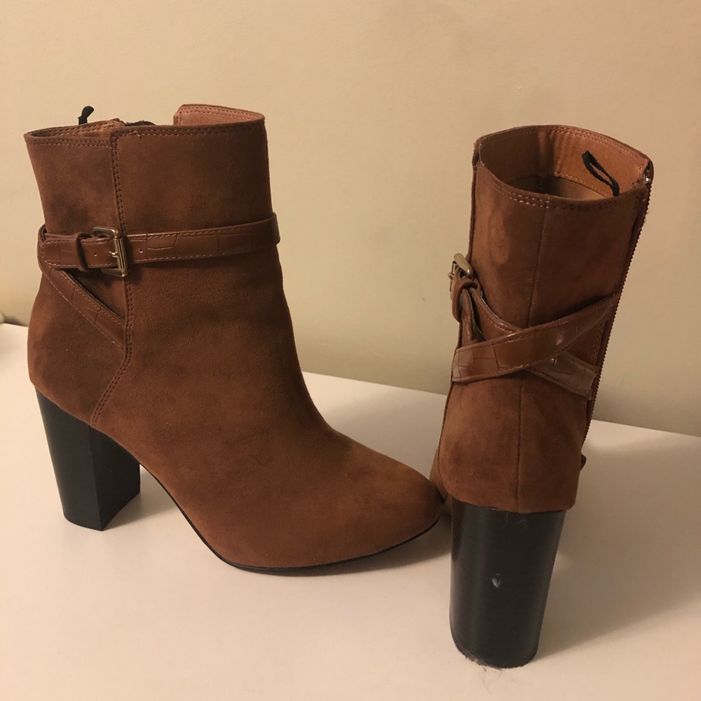 Stacked heel ankle boots